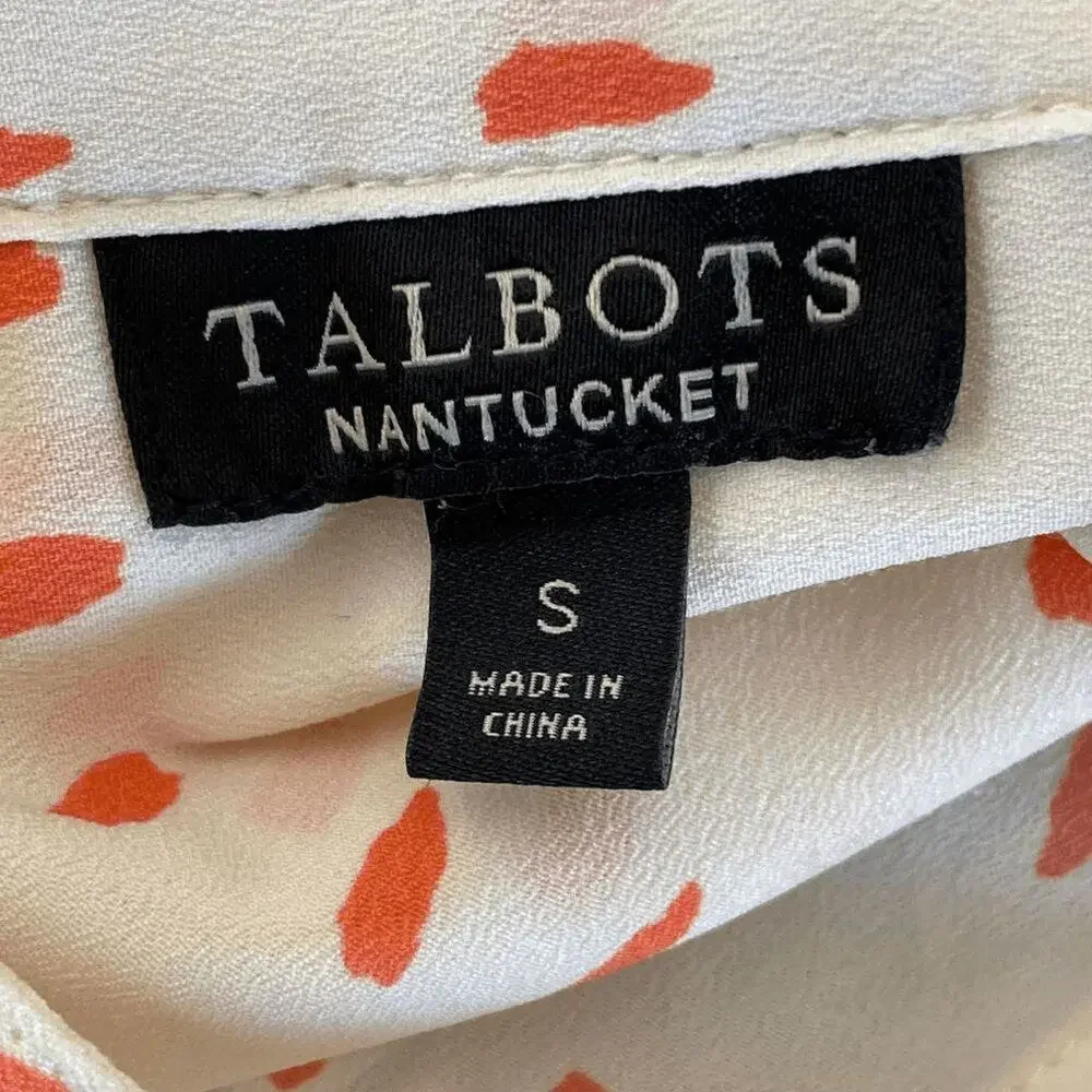 Talbots Nantucket Women's Cream & Orange Dotted Sleeveless Button-Down Blouse SM - Picture 4 of 13